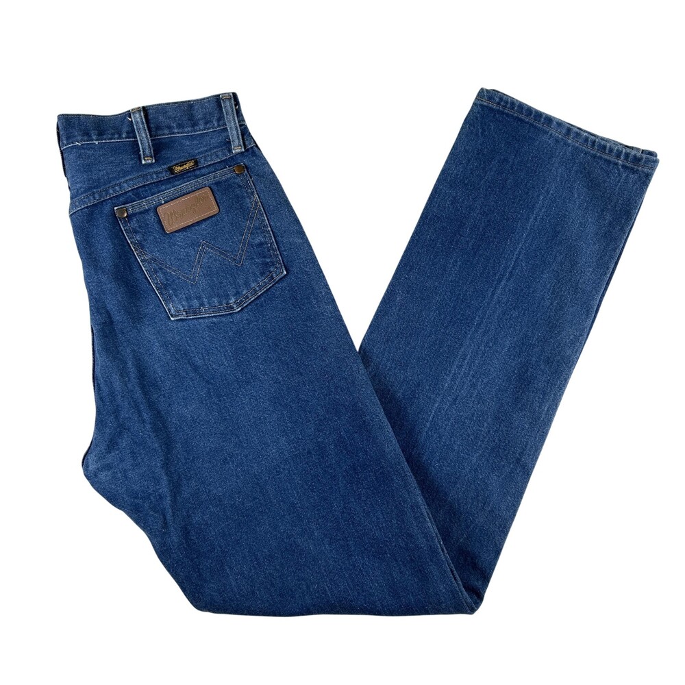 Vtg Wrangler Jeans Mens 34x36 Medium Wash Cowboy Cut Straight Zip Fly 13MWZ 70s